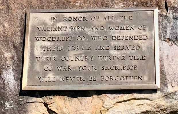 WOODRUFF COUNTY WAR MEMORIAL PLAQUE