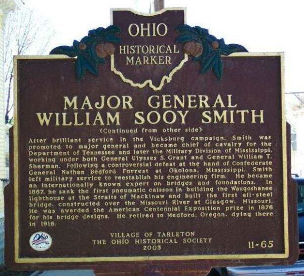 MAJOR GENERAL WILLIAM SOOY SMITH MEMORIAL MARKER SIDE B
