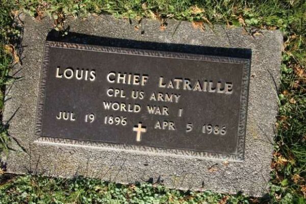 LOUIS CHIEF LATRAILLE MEMORIAL CEMETERY STONE