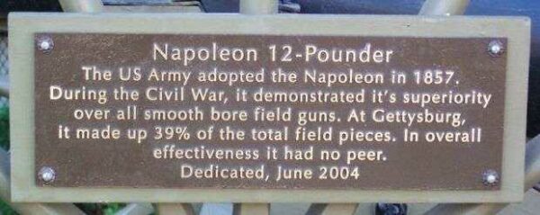 NAPOLEON 12-POUNDER WAR MEMORIAL CANNON PLAQUE