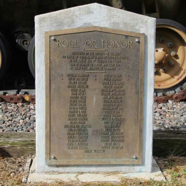 GILMAN GREAT WAR OF NATIONS HONOR ROLL MEMORIAL