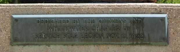 WHITEWATER WAR VETERANS MEMORIAL PLAQUE E