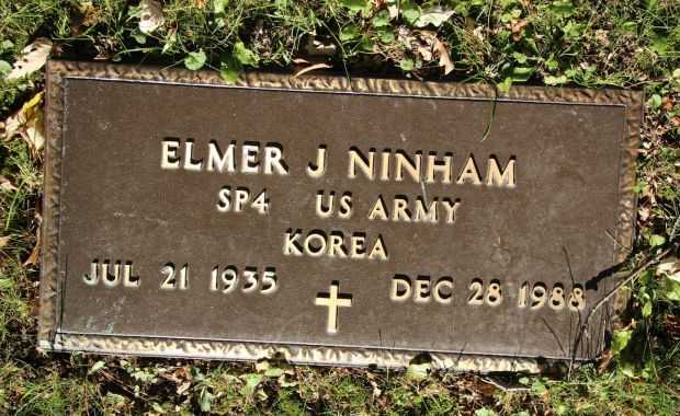 ELMER J NINHAM MEMORIAL CEMETERY STONE