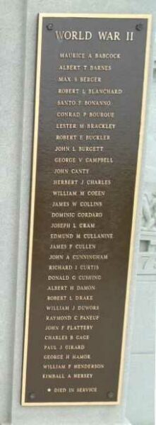 HULL WAR VETERANS MEMORIAL PLAQUE E