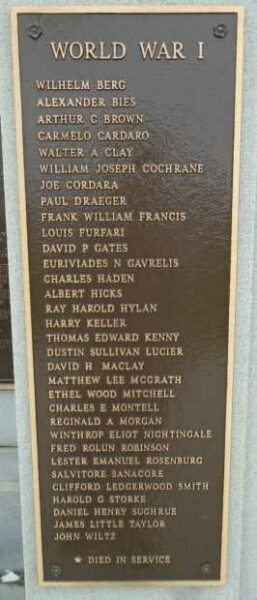 HULL WAR VETERANS MEMORIAL PLAQUE C