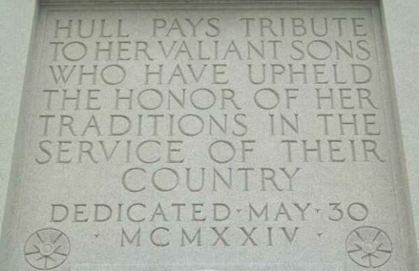 HULL WAR VETERANS MEMORIAL STONE A