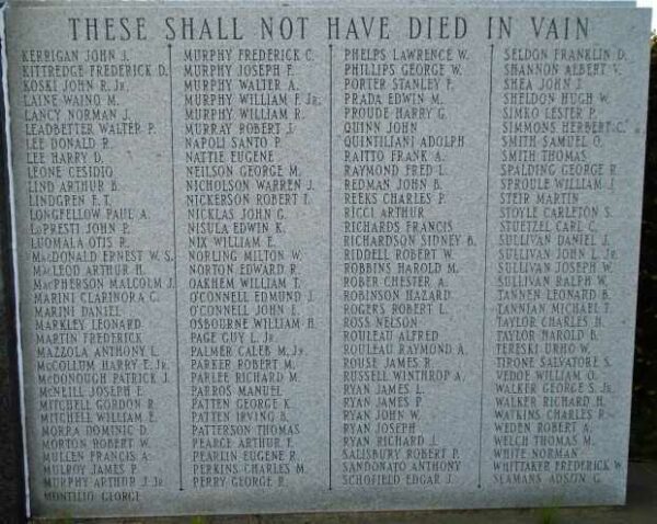 QUINCY WORLD WAR II MEMORIAL HONOR ROLL STONE B