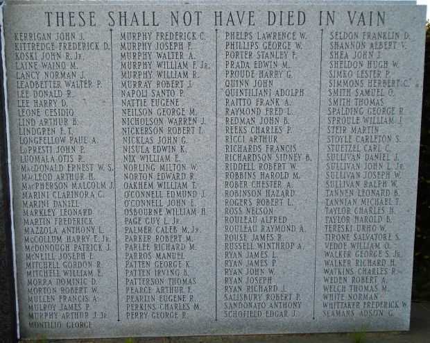 QUINCY WORLD WAR II MEMORIAL HONOR ROLL STONE B