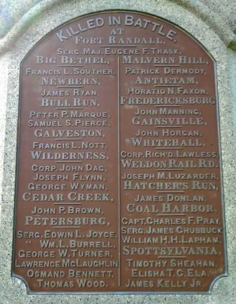 MOUNT WOLLASTON CEMETERY CIVIL WAR MEMORIAL PLAQUE A