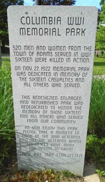 COLUMBIA WORLD WAR I MEMORIAL PARK STONE B