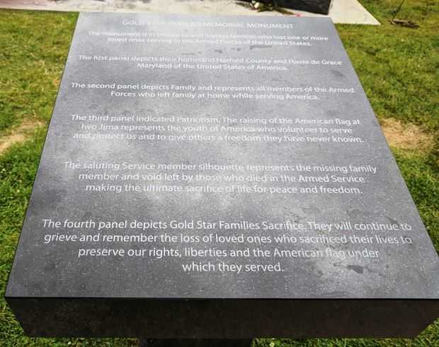 HAVRE DE GRACE GOLD STAR FAMILIES MEMORIAL MONUMENT DEDICATION STONE