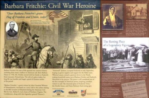 BARBARA FRITCHIE CIVIL WAR HEROINE MEMORIAL PLAQUE