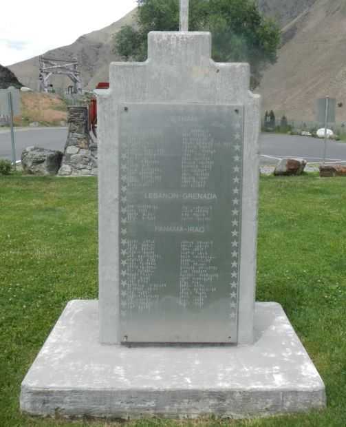 RIGGINS AREA HONOR ROLL WAR MEMORIAL BACK