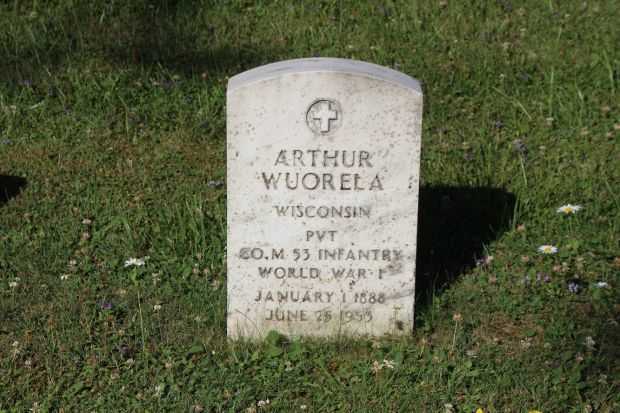 ARTHUR WUORELA MEMORIAL CEMETERY STONE