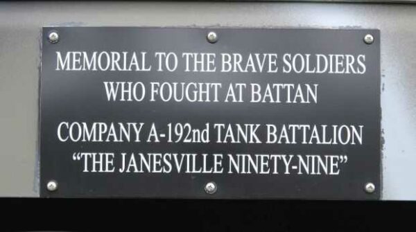 “THE JANESVILLE NINETY-NINE” WAR MEMORIAL TANK PLAQUE