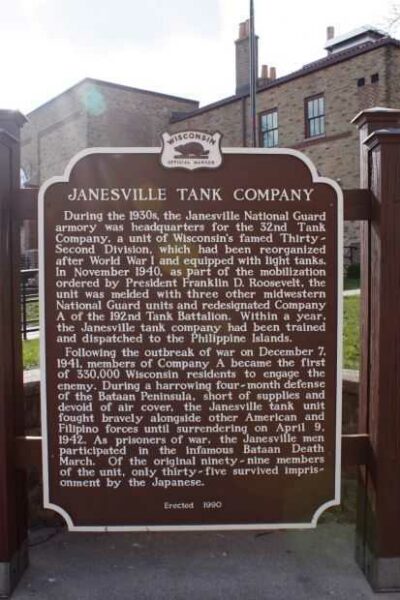 JANESVILLE TANK COMPANY WAR MEMORIAL MARKER