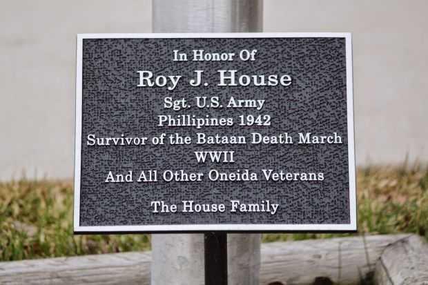 ROY J. HOUSE WAR MEMORIAL FLAGPOLE PLAQUE