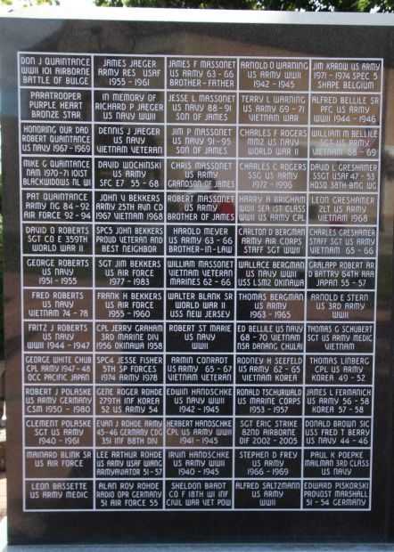 NEW LONDON AREA VETERANS MEMORIAL WALL H