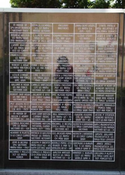 NEW LONDON AREA VETERANS MEMORIAL WALL G