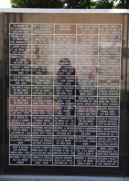 NEW LONDON AREA VETERANS MEMORIAL WALL G