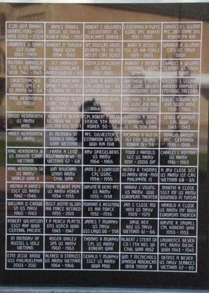 NEW LONDON AREA VETERANS MEMORIAL WALL F