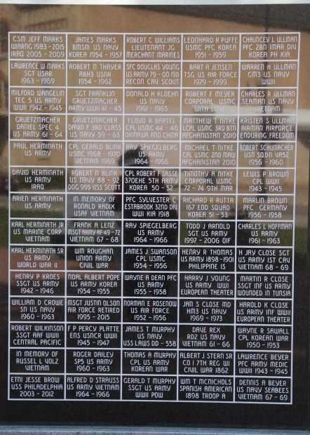 NEW LONDON AREA VETERANS MEMORIAL WALL F