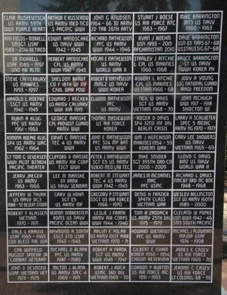 NEW LONDON AREA VETERANS MEMORIAL WALL D