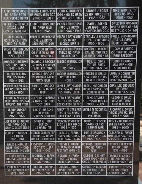 NEW LONDON AREA VETERANS MEMORIAL WALL D