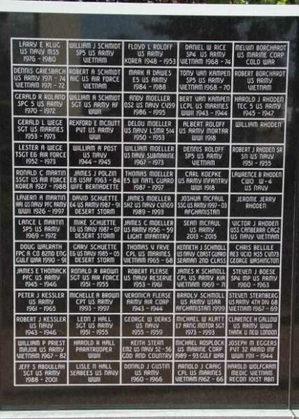 NEW LONDON AREA VETERANS MEMORIAL WALL B