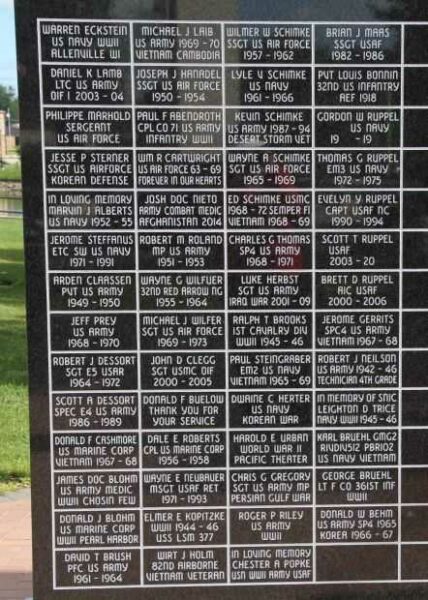 NEW LONDON AREA VETERANS MEMORIAL WALL A