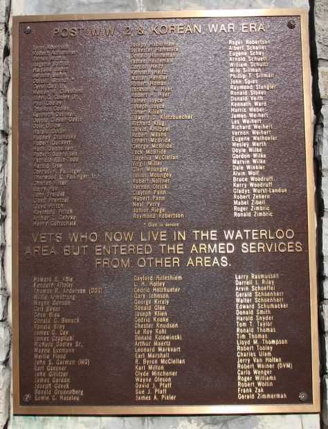 WATERLOO VETERANS HONOR ROLL MEMORIAL PLAQUE C