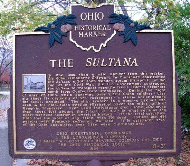 THE SULTANA MEMORIAL MARKER