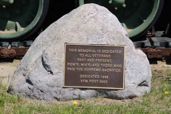 VFW POST 6003 VETERANS MEMORIAL TANK PLAQUE A
