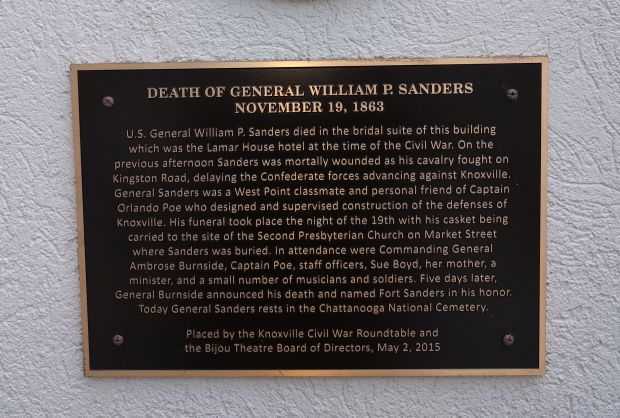 DEATH OF GENERAL WILLIAM P. SANDERS WAR MEMORIAL PLAQUE