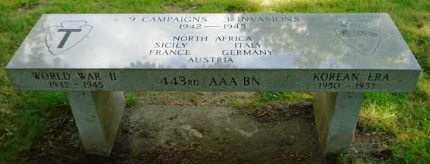 443RD AAA BN WAR MEMORIAL BENCH