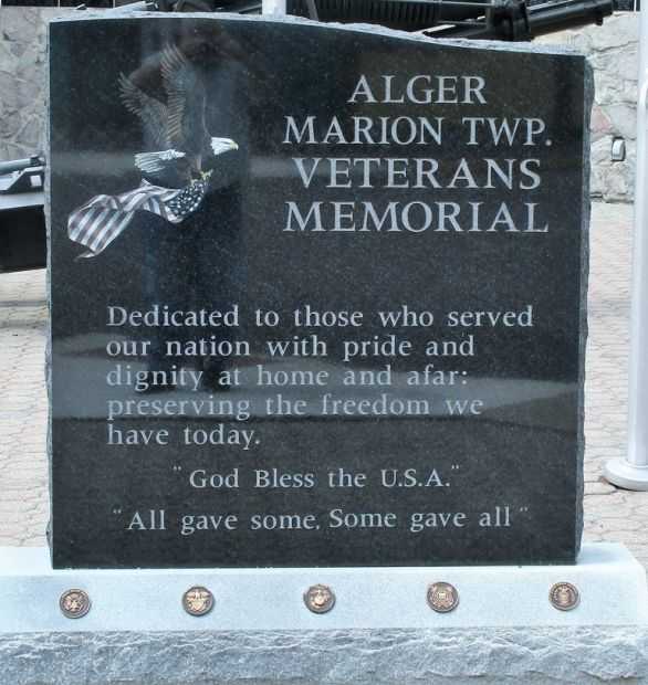 ALGER MARION TWP. VETERANS MEMORIAL DEDICATION STONE