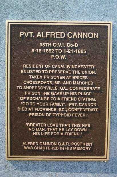 PVT. ALFRED CANNON WAR MEMORIAL PLAQUE
