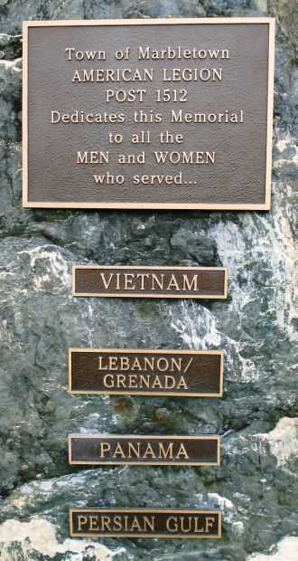 TOWN OF MARBLETOWN WAR VETERANS MEMORIAL PLAQUE C