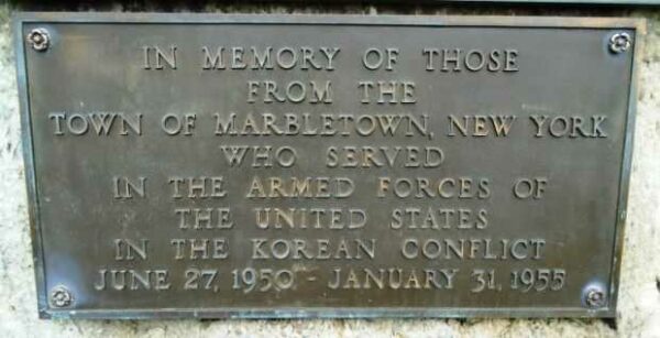 TOWN OF MARBLETOWN WAR VETERANS MEMORIAL PLAQUE B