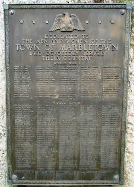 TOWN OF MARBLETOWN WAR VETERANS MEMORIAL PLAQUE A