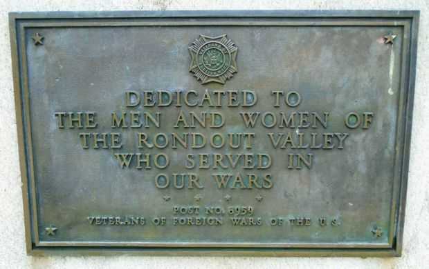 RONDOUT VALLEY WAR VETERANS MEMORIAL PLAQUE