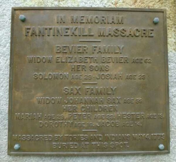FANTINEKILL MASSACRE REVOLUTIONARY WAR MEMORIAL PLAQUE