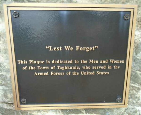 TOWN OF TAGHKANIC ARMED FORCES MEMORIAL PLAQUE