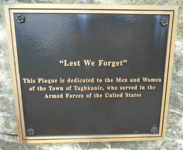 TOWN OF TAGHKANIC ARMED FORCES MEMORIAL PLAQUE