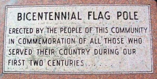 BICENTENNIAL FLAG POLE PLAQUE