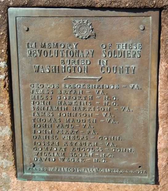 REVOLUTIONARY SOLDIERS BURIED IN WASHINGTON COUNTY MEMORIAL PLAQUE