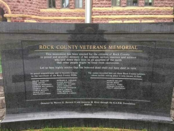 ROCK COUNTY VETERANS MEMORIAL DEDICATION STONE