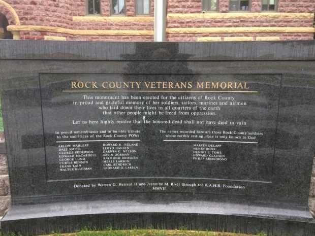 ROCK COUNTY VETERANS MEMORIAL DEDICATION STONE