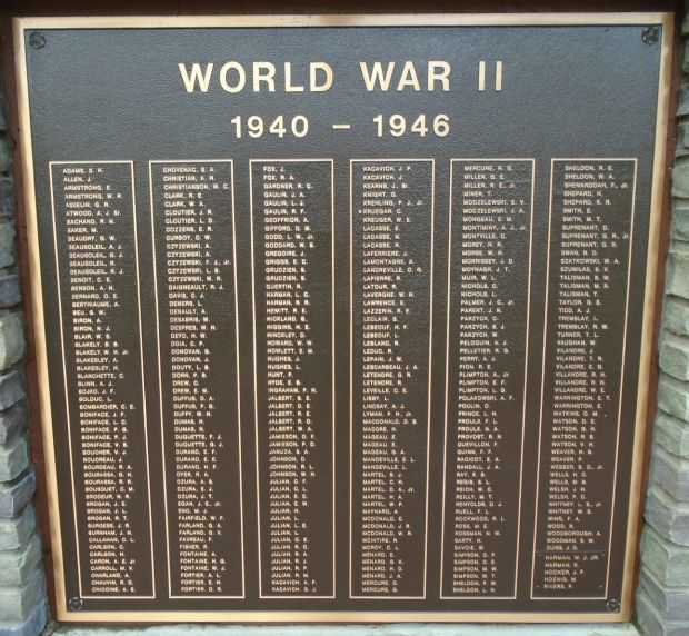 STURBRIDGE HONOR ROLL WAR MEMORIAL PLAQUE B