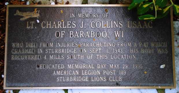 LT. CHARLES J. COLLINS USAAC MEMORIAL PLAQUE